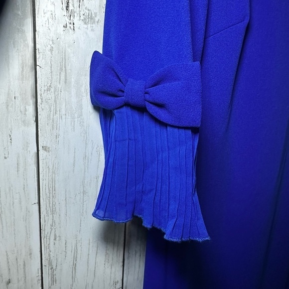 Women’s Size 6 Royal Blue Shift Dress Pleated Cuffs & Hem Elegant - Picture 5 of 12